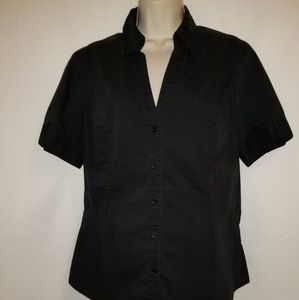 New York & Company Button Up Blouse Black